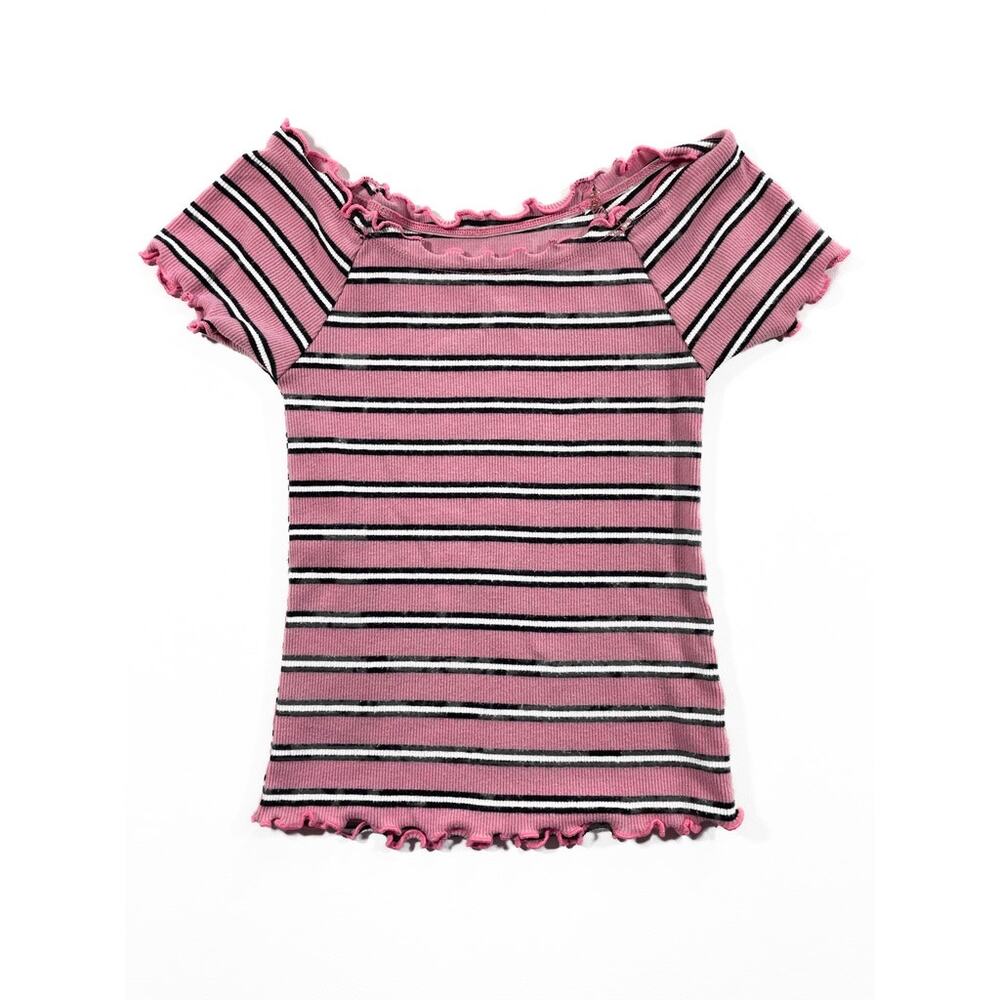 Justice Size 6/7 Pink Striped Short Sleeve Girls